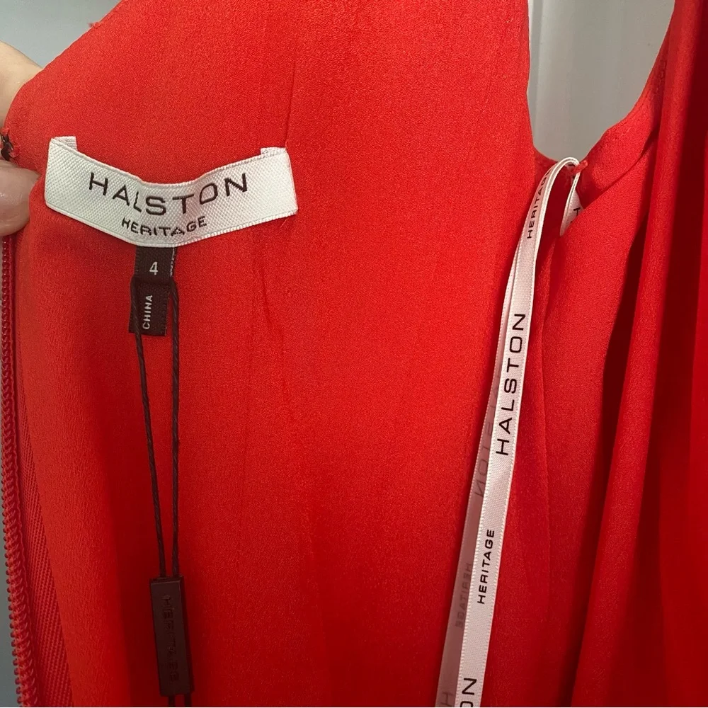 Halston Heritage NWT Sleeveless Scoop neck Red Fit-&-flare midi Dress size 4. - Picture 10 of 11